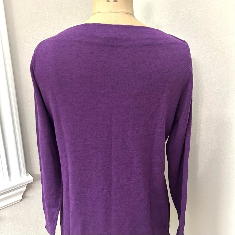 Eileen Fisher Women’s Purple Wool Boatneck Long Sleeve Tunic Sweater Sz L - Picture 6 of 12
